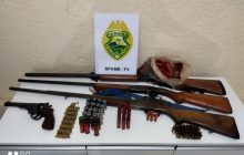 Em Matelândia, Polícia Ambiental realiza apreensão de armas de fogo e munições, e autua proprietário por danificar vegetação nativa