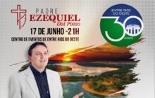 Show do Padre Ezequiel neste sábado (17) em Entre Rios do Oeste, em comemoração aos 30 anos do município