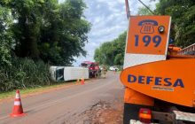 Motorista morre após van tombar em estrada rural no município de Santa Helena